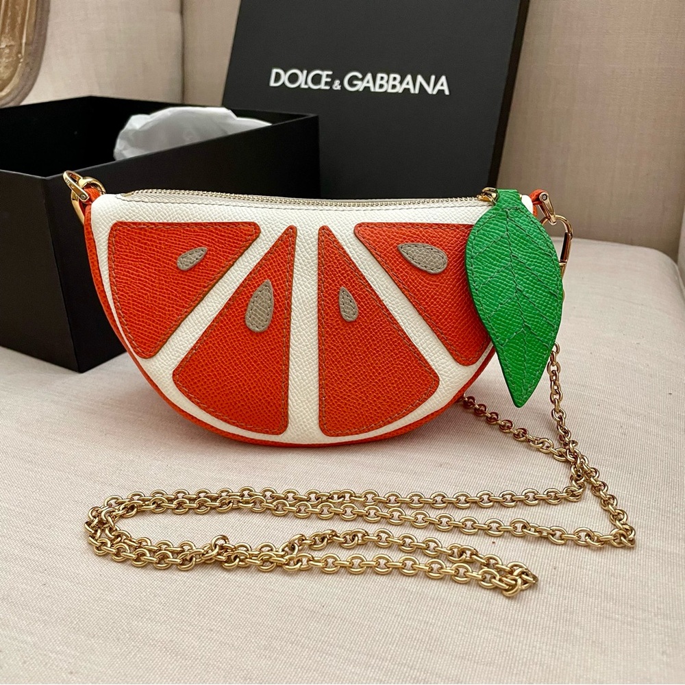 🧡 New Dolce & Gabbana orange fruit slice wedges crossbody bag clutch
